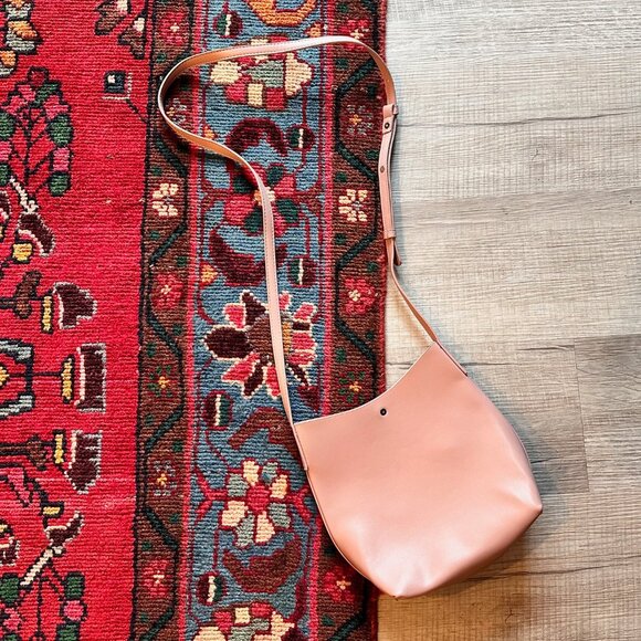Anthropologie Samara Vegan Leather Adjustable Small Crossbody Pink Purse - Picture 7 of 9